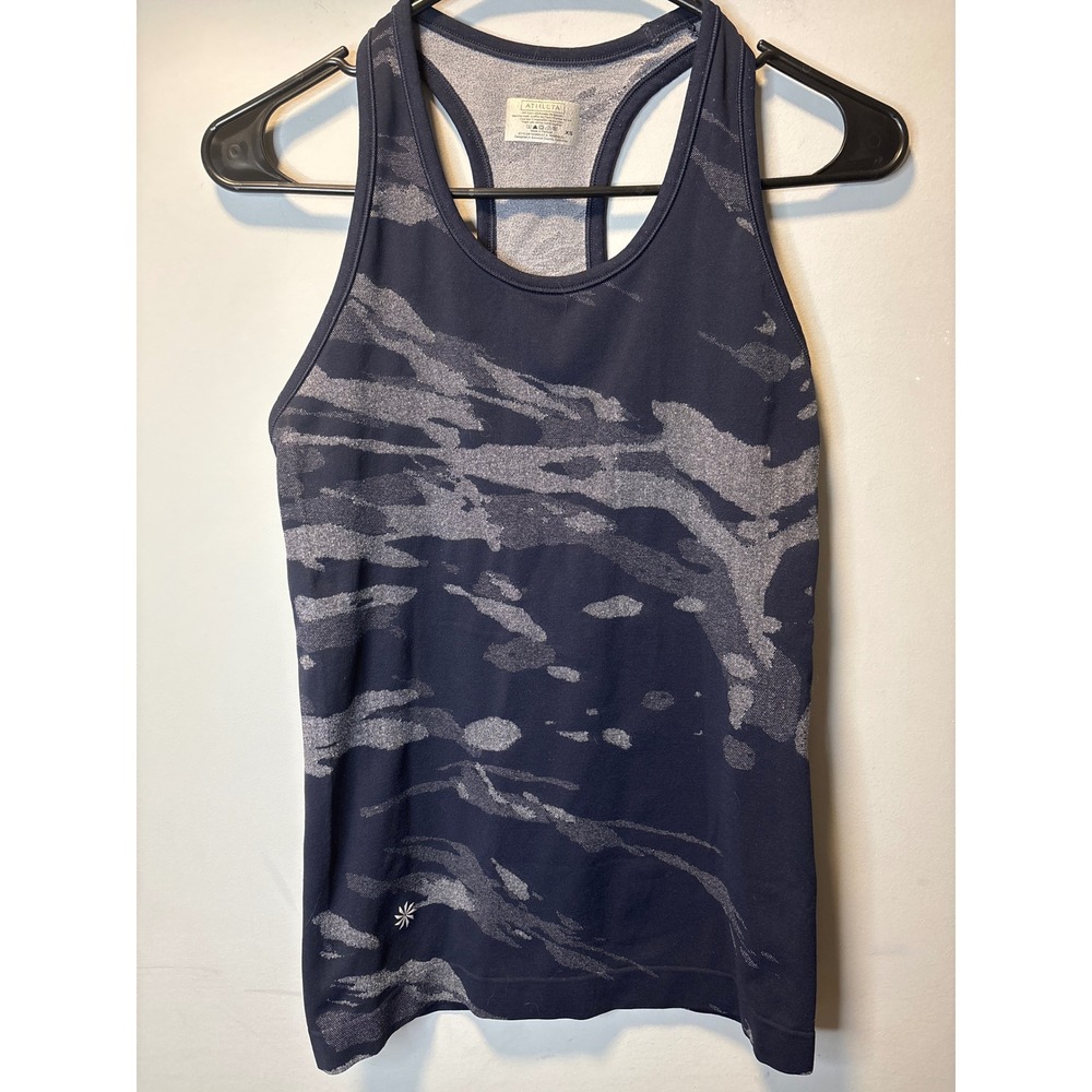 Athleta Speedlight Tank XS Navy Camo Seamless Racerback Running Top 150995